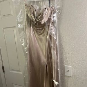 Birdy Grey- MIA Convertible Dress- Satin Neutral Champagne